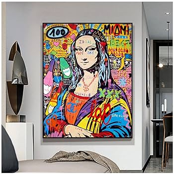 Amazon｜大きいサイズの落書きアートモナリザ複製油絵キャンバス